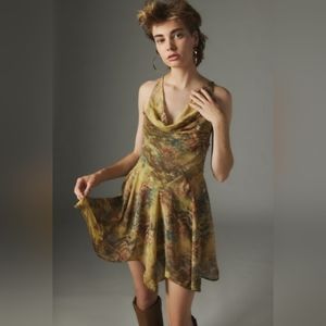 Silence + Noise Marie Printed Cowl Mini Dress